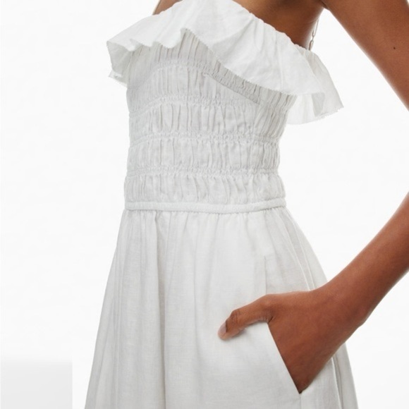 Aritzia Wilfred Portea Linen Dress White - Picture 3 of 8